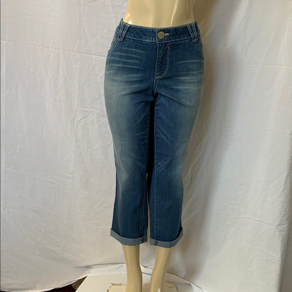 DEMOCRACY Jeans Women’s Tummy Control Size 18 Ankle Crop Medium Blue Wash NWOT - Picture 3 of 8
